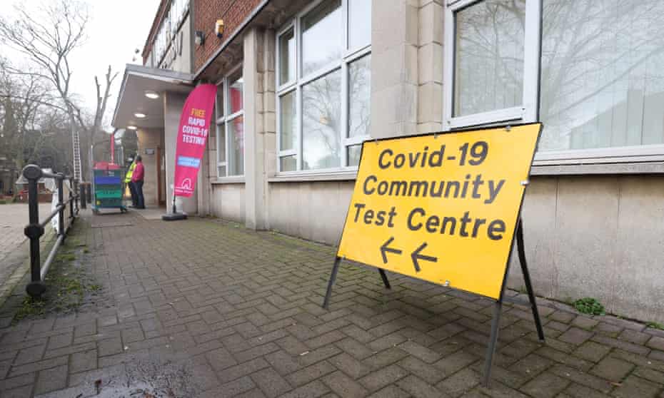 A Covid test centre in Chingford, east London.