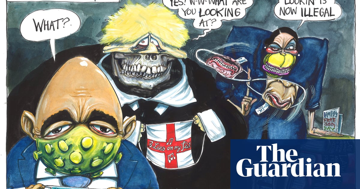 Martin Rowson on masks off or consequences – cartoon