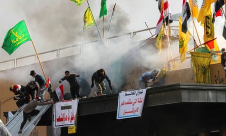Protesters and militia fighters storm the US embassy in Baghdad