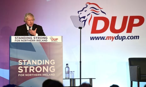 Boris Johnson speaks at the Democratic Unionist party conference in Belfast.