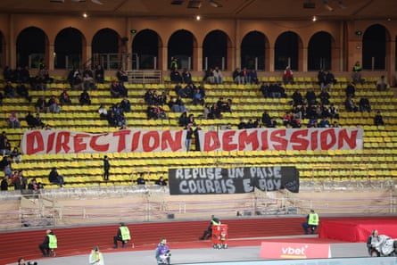 The Monaco fans who did show up for their 3-1 defeat to Lorient on Friday made their feelings clear.