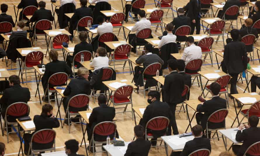 Pupils at The Fulham Boys School in London take a mock exam during the pandemic.