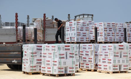 Lorry with lots of pallets of boxes