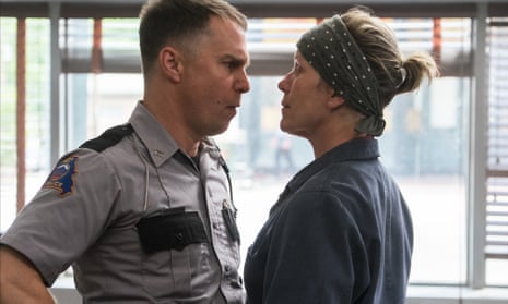 Sam Rockwell and Frances McDormand face off in Three Billboards Outside Ebbing, Missouri.