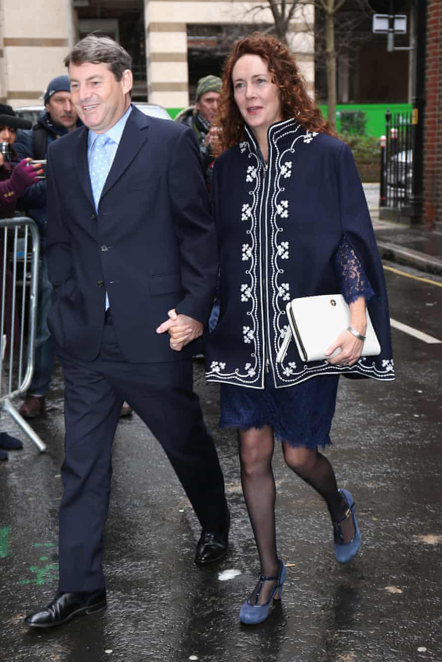 Rebekah Brooks and Charlie Brooks arrive for the wedding at St Brides Church