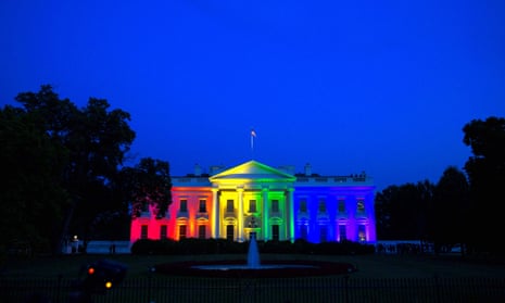 The White House is illuminated with rainbow light on 26 June following the US supreme court ruling in favor of same-sex marriage.