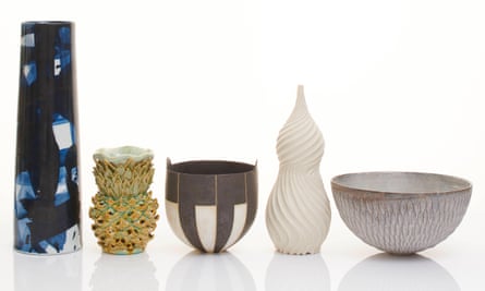 From left to right, ceramics by Felicity Aylieff, Kate Malone, John Ward, Annie Turner, Akiko Hirai donated to FiredUp4