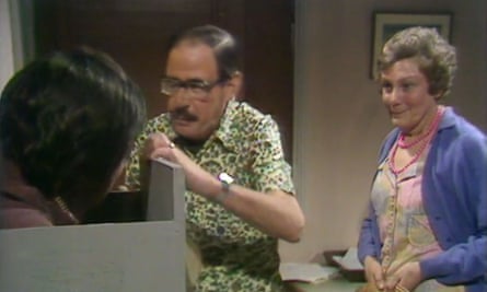 Fred Mumford stuck in a filing cabinet in Rentaghost