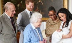 The Duke and Duchess of Sussex are joined by her mother, Doria Ragland, as they show their new son, Archie Harrison Mountbatten-Windsor, to the Queen and Duke of Edinburgh.