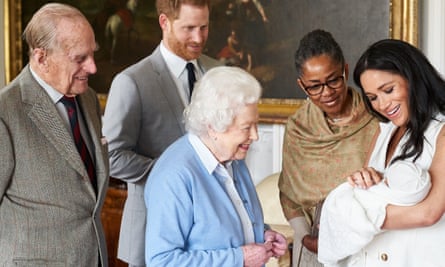The Duke and Duchess of Sussex, with Meghan’s mother, Doria Ragland, show their newborn son, Archie, to the Queen and Prince Philip.