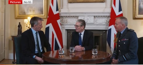 Dan Jarvis (left) meeting Keir Starmer in No 10 with Air Chief Marshal Richard Knighton, chief of the defence staff (right)