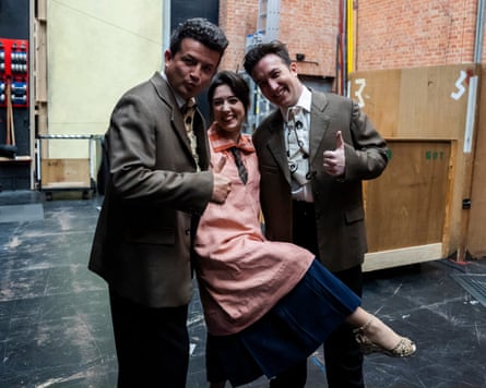 Krystian Adam (Orfeo), Francesca Aspromonte (La Musica / Euridice) and Nick Frentz behind-the-scenes before the dress rehearsal