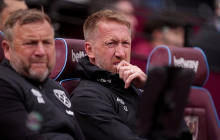 Graham Potter watches West Ham at the London Stadium