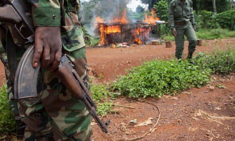 Ecoguards burn down an illegal poachers’ camp, Republic of the Congo