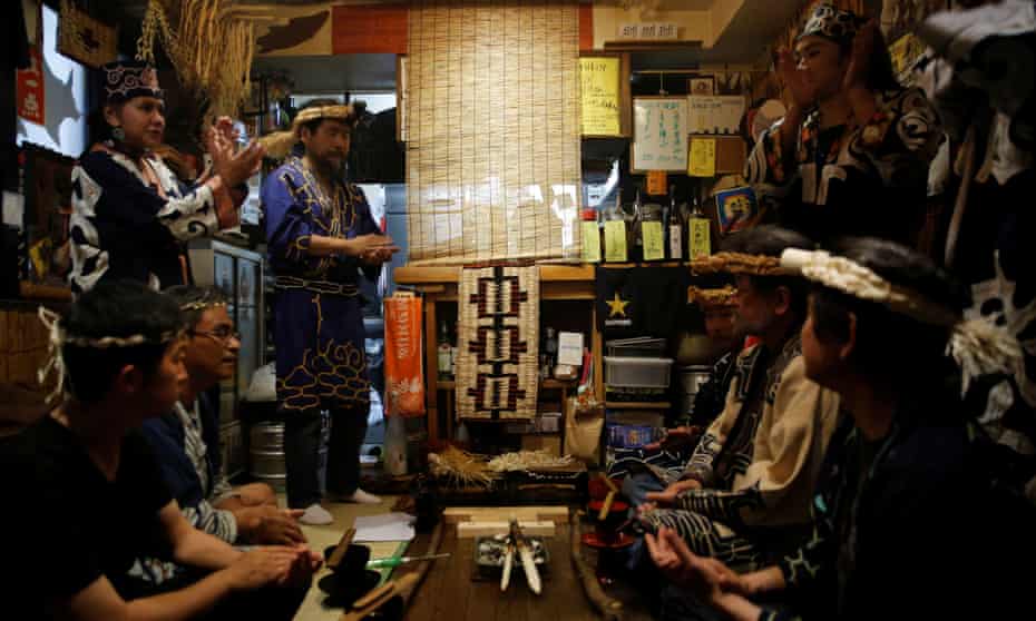 An Ainu ritual ceremony.