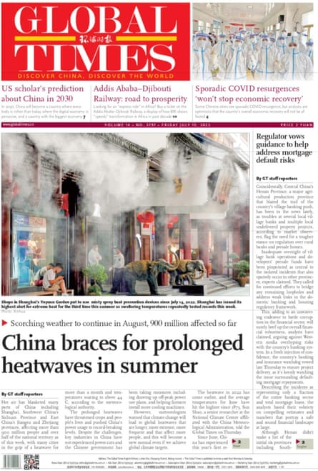 Global Times’ page one
