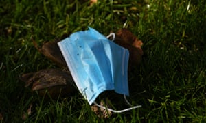 A discarded single-use face mask in Melbourne on Thursday