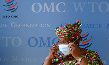 The director general of the World Trade Organisation, Ngozi Okonjo-Iweala, at a meeting in Geneva.