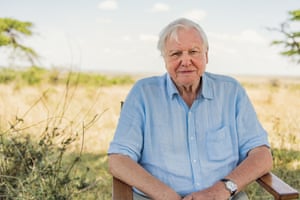 Sir David Attenborough pictured in the Maasai Mara, Kenya while filming A Life on Our Planet. 