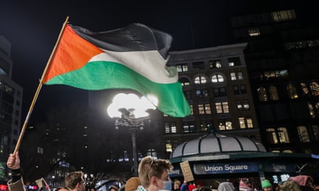 Pro-Palestinian demonstrators flood subway after the rally in New York City<br>NEW YORK, UNITED STATES - FEBRUARY 29: Pro-Palestinian demonstrators condemned Israeli attacks in Gaza and directed anger at US President Joe Biden, chanting, "Genocide Joe has got to go." at the Union Square rally in Manhattan, New York, United States on February 29, 2024. After the rally, demonstrators flooded a subway platform to ride to Wall Street area where New York Governor Kathy Hochul spoke in a restaurant. (Photo by Selcuk Acar/Anadolu via Getty Images)