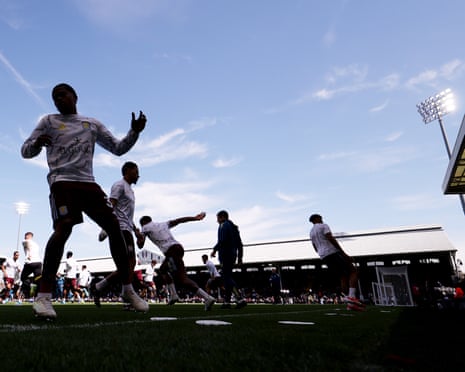 The Aston Villa team warms up.