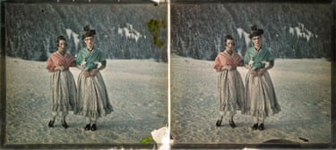 Jacques Lartigue and Germaine Boivin, dressed as twin sisters for a ball at the Savoy Hotel, Chamonix (1919)