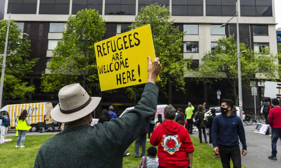 Refugee advocates at a Melbourne rally in October