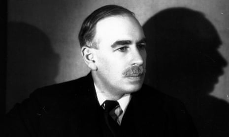 A black-and-white portrait of John Maynard Keynes