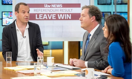 Martin Lewis on TV with Piers Morgan and Susanna Reid the morning after the 2016 EU referendum.