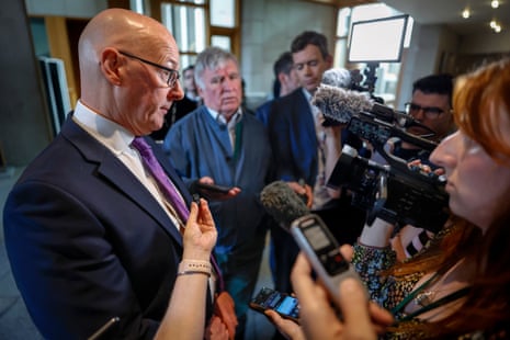John Swinney speaking to the media after FMQs today.