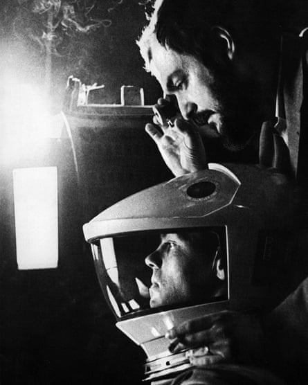Kubrick, top, on the set of 2001: A Space Odyssey.