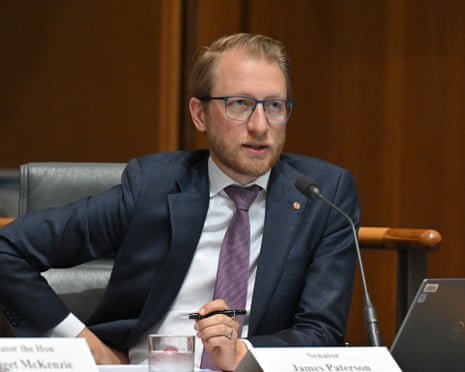James Paterson during senate estimates at Parliament House in Canberra