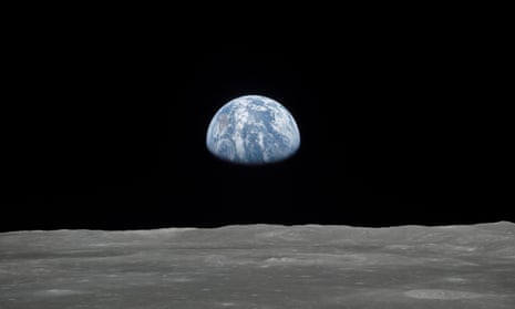Earth rising over the moon’s horizon taken from the Apollo 11 spacecraft in July 1969. 