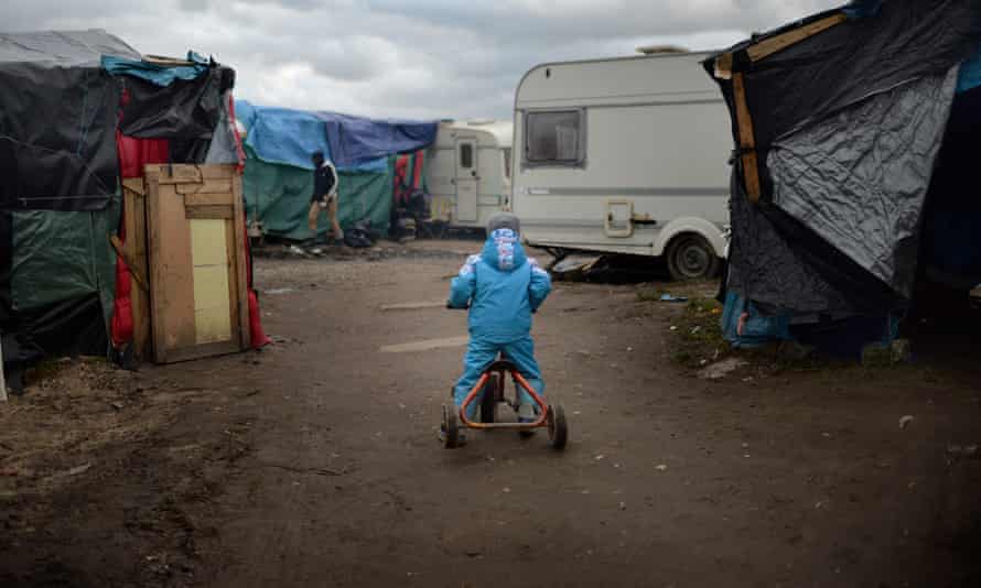 A child in the migrant camp in Calais, France.