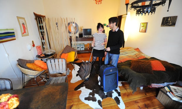 Lorna and Darryl from Cambridge, England, in a German apartment booked via airbnb