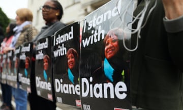 Protesters gather outside Hackney town hall in support of Diane Abbott.