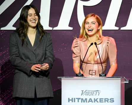 Luka Kloser and Addison Rae onstage at the Variety Hitmakers Brunch, 6 December 2025.
