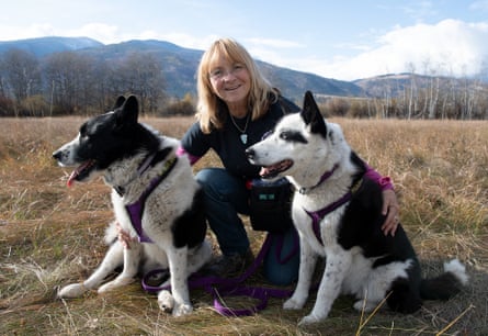 Wind River Bear Institute founder Carrie Hunt with two of her bear conflict dogs