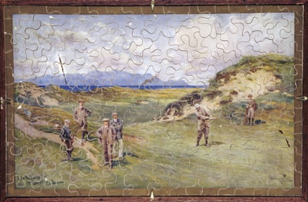 A piece of history: a handcut wooden puzzle of golfers on the course at Prestwick dates from about 1914.