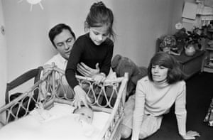 French actor Jean-Louis Trintignant with his wife movie director and screenwriter Nadine Trintignant, and their daughters Marie and Pauline, in their home in Paris.