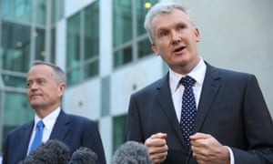 Bill Shorten and Tony Burke at a press conference in Canberra