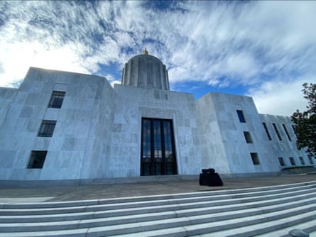 The Clark glacier ‘lies in state’ at Oregon’s capitol in 2020.