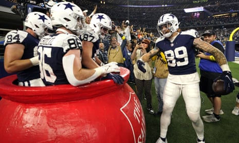 The Cowboys celebrate a touchdown during their victory over the Giants