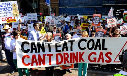 Anti coal seam gas mining rally outside parliament house in Sydney