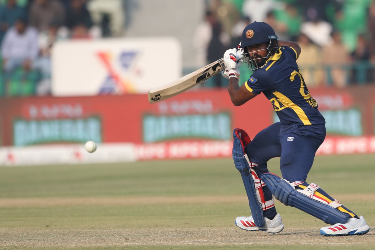Sri Lanka batsman Kamindu Mendis plays a shot on his way to a century