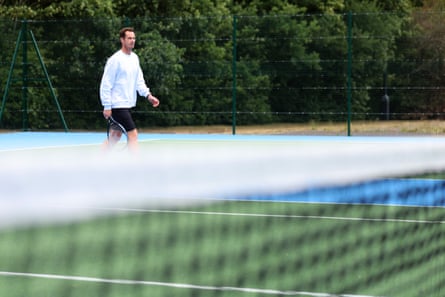 Andy Murray in action during the tennis lesson he led