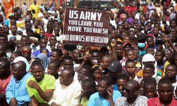 Nigeriens demonstrating against the US military’s presence in Niamey