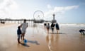 People walking on a Netherlands beach