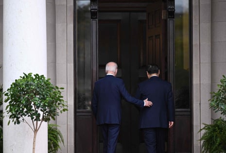 US President Joe Biden and Chinese President Xi Jinping enter before a meeting during the Asia-Pacific Economic Cooperation (APEC) Leaders' week in Woodside, California on November 15, 2023.