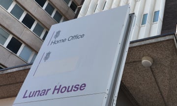 The sign for Lunar House in Croydon, with the Home Office logo
